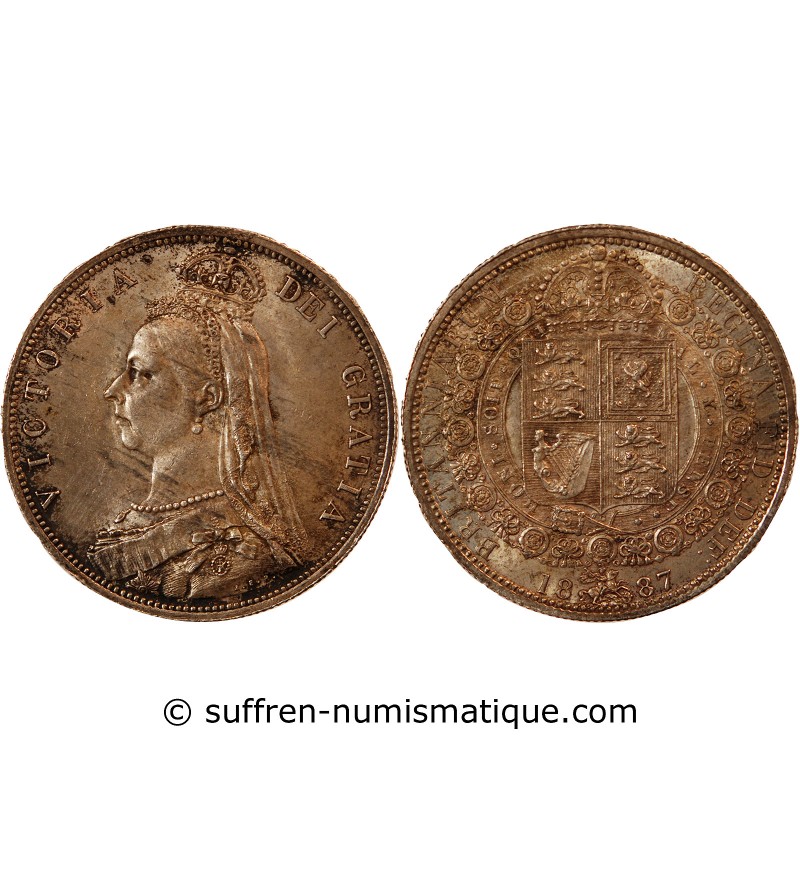 GRANDE-BRETAGNE, VICTORIA - 1/2 CROWN ARGENT 1887