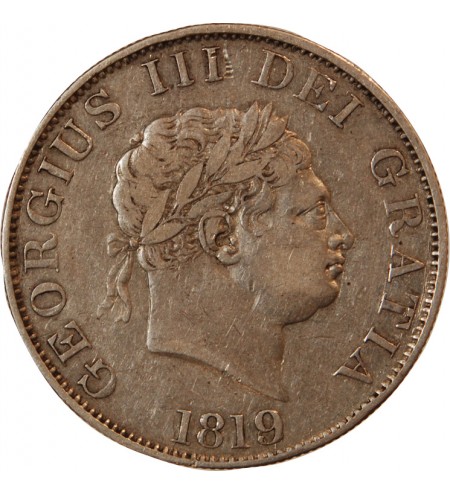 GRANDE-BRETAGNE, GEORGES III - 1/2 CROWN ARGENT 1819