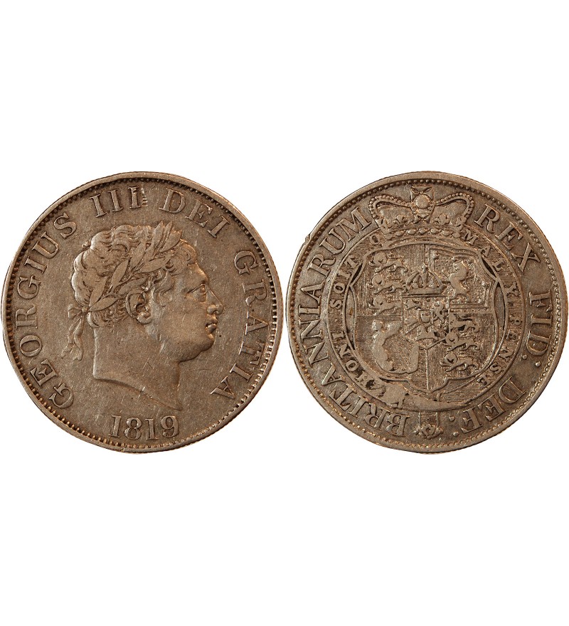 GRANDE-BRETAGNE, GEORGES III - 1/2 CROWN ARGENT 1819