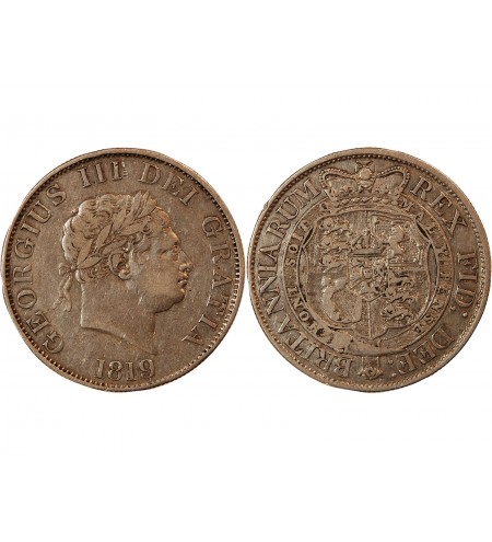 GRANDE-BRETAGNE, GEORGES III - 1/2 CROWN ARGENT 1819