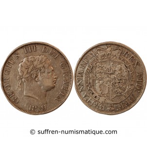 GRANDE-BRETAGNE, GEORGES III - 1/2 CROWN ARGENT 1819