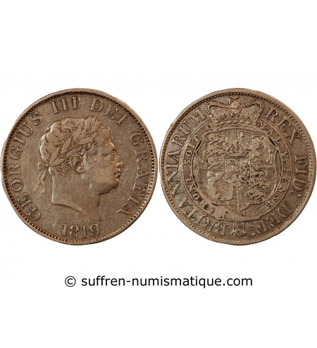 GRANDE-BRETAGNE, GEORGES III - 1/2 CROWN ARGENT 1819