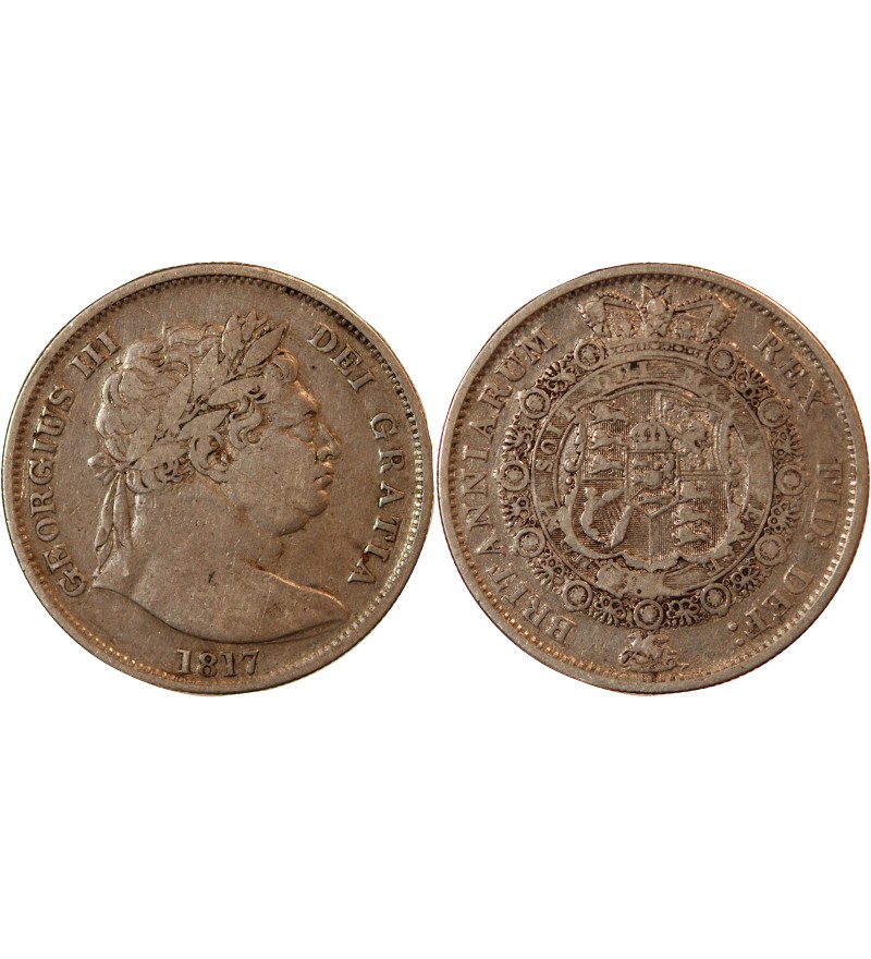 GRANDE-BRETAGNE, GEORGES III - 1/2 CROWN ARGENT 1817