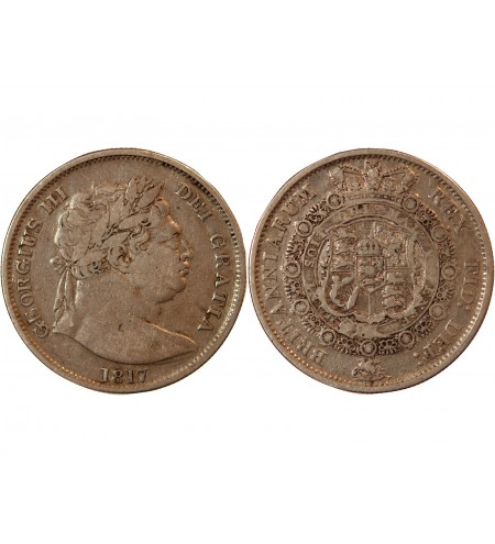 GRANDE-BRETAGNE, GEORGES III - 1/2 CROWN ARGENT 1817