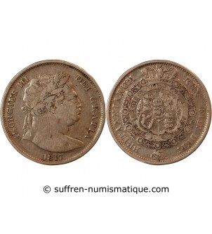 GRANDE-BRETAGNE, GEORGES III - 1/2 CROWN ARGENT 1817