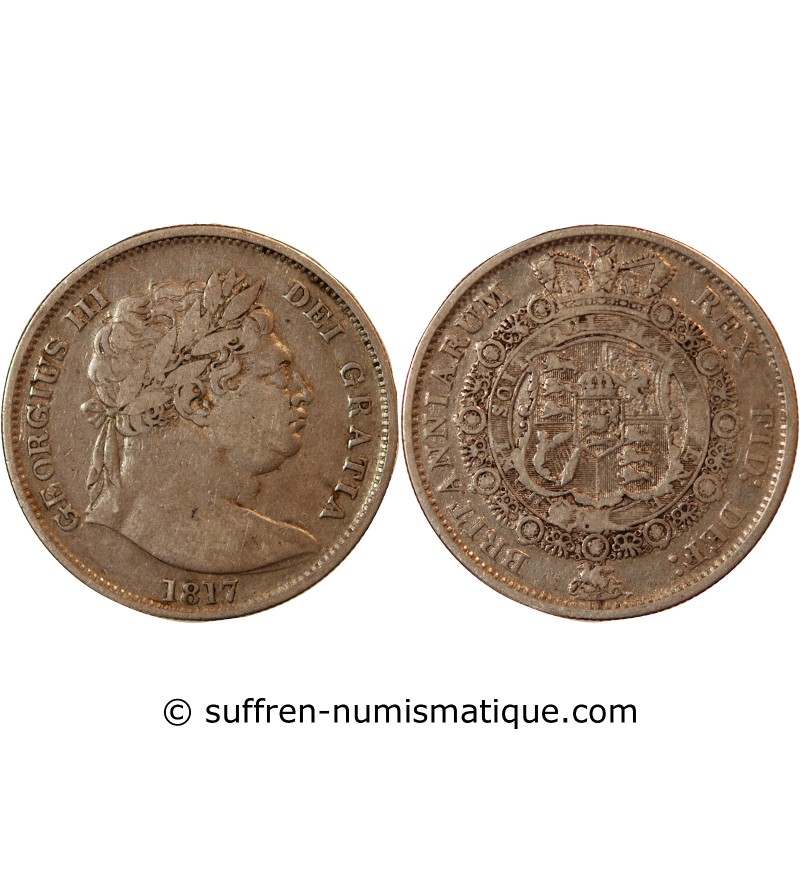 GRANDE-BRETAGNE, GEORGES III - 1/2 CROWN ARGENT 1817