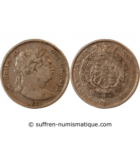 GRANDE-BRETAGNE, GEORGES III - 1/2 CROWN ARGENT 1817