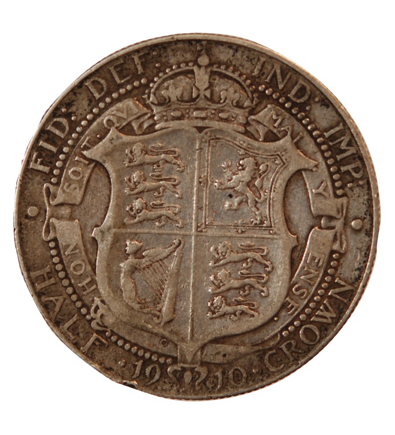 GRANDE-BRETAGNE, EDOUARD VII - 1/2 CROWN ARGENT 1910
