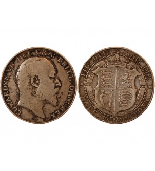 GRANDE-BRETAGNE, EDOUARD VII - 1/2 CROWN ARGENT 1910 2