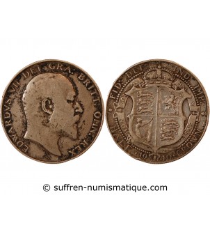 GRANDE-BRETAGNE, EDOUARD VII - 1/2 CROWN ARGENT 1910