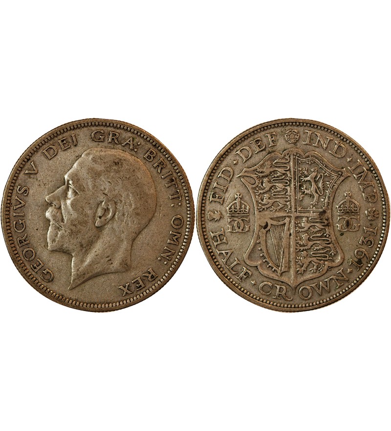GRANDE-BRETAGNE, GEORGES V - 1/2 CROWN ARGENT 1931