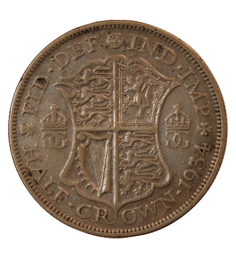 GRANDE-BRETAGNE, GEORGES V - 1/2 CROWN ARGENT 1934