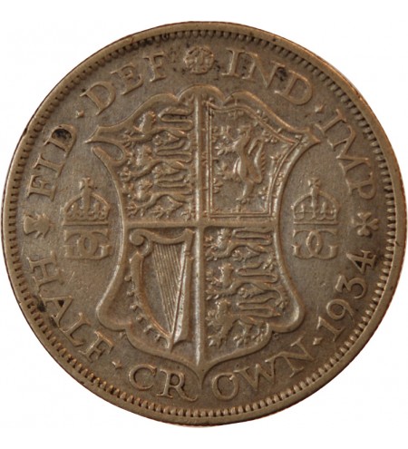 GRANDE-BRETAGNE, GEORGES V - 1/2 CROWN ARGENT 1934