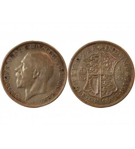 GRANDE-BRETAGNE, GEORGES V - 1/2 CROWN ARGENT 1934