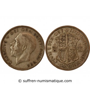 GRANDE-BRETAGNE, GEORGES V - 1/2 CROWN ARGENT 1934