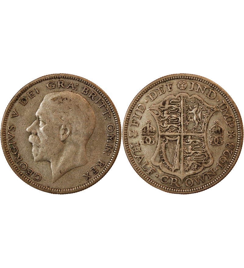GRANDE-BRETAGNE, GEORGES V - 1/2 CROWN ARGENT 1928