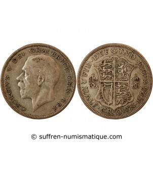 GRANDE-BRETAGNE, GEORGES V - 1/2 CROWN ARGENT 1928