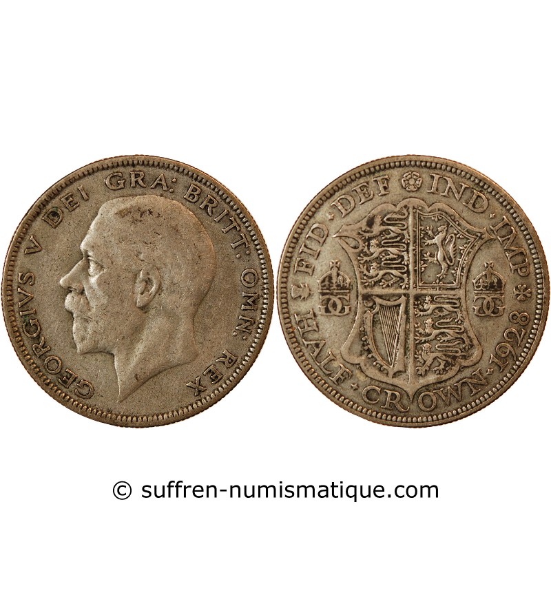 GRANDE-BRETAGNE, GEORGES V - 1/2 CROWN ARGENT 1928