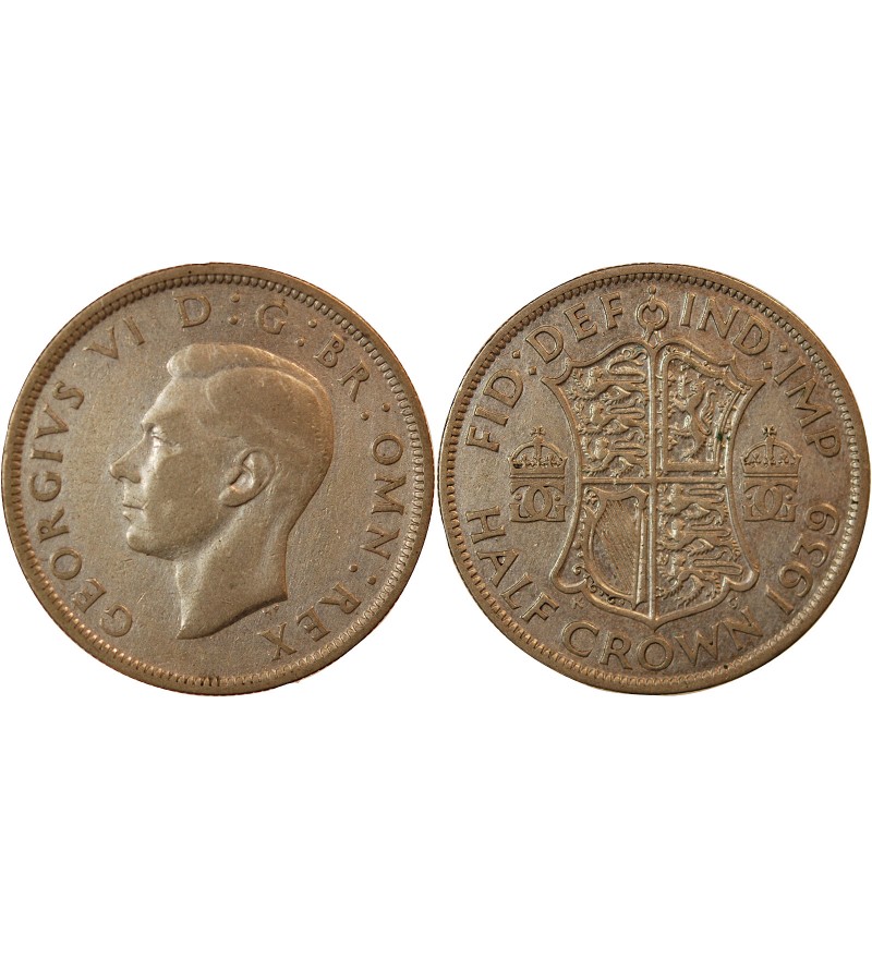 GRANDE-BRETAGNE, GEORGES VI - 1/2 CROWN ARGENT 1939