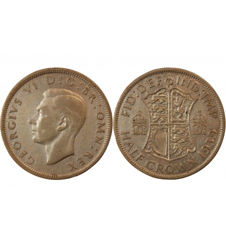GRANDE-BRETAGNE, GEORGES VI - 1/2 CROWN ARGENT 1939