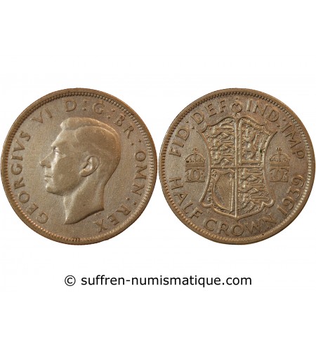 GRANDE-BRETAGNE, GEORGES VI - 1/2 CROWN ARGENT 1939