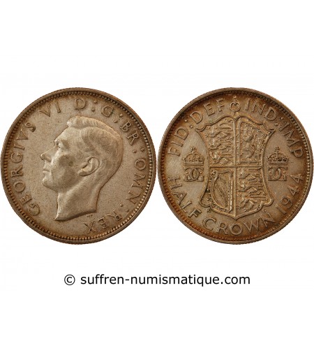 GRANDE-BRETAGNE, GEORGES VI - 1/2 CROWN ARGENT 1944