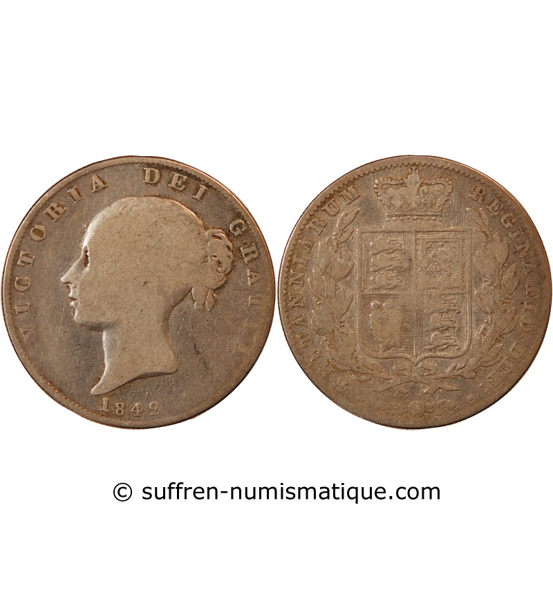 GRANDE-BRETAGNE, VICTORIA - 1/2 CROWN ARGENT 1842