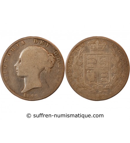 GRANDE-BRETAGNE, VICTORIA - 1/2 CROWN ARGENT 1842