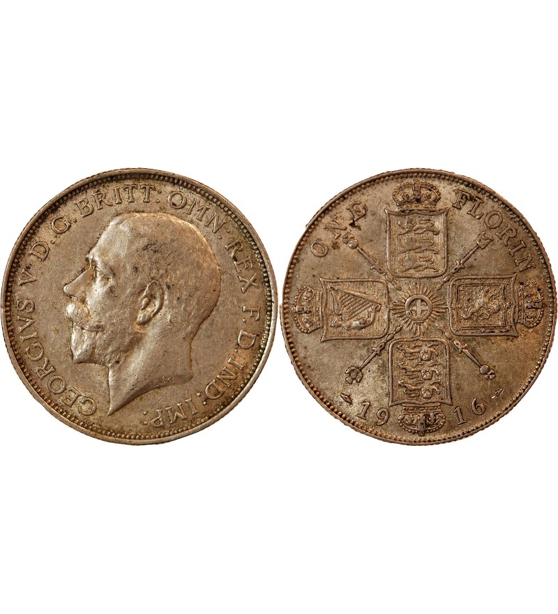 GRANDE-BRETAGNE, GEORGES V - FLORIN ARGENT 1916