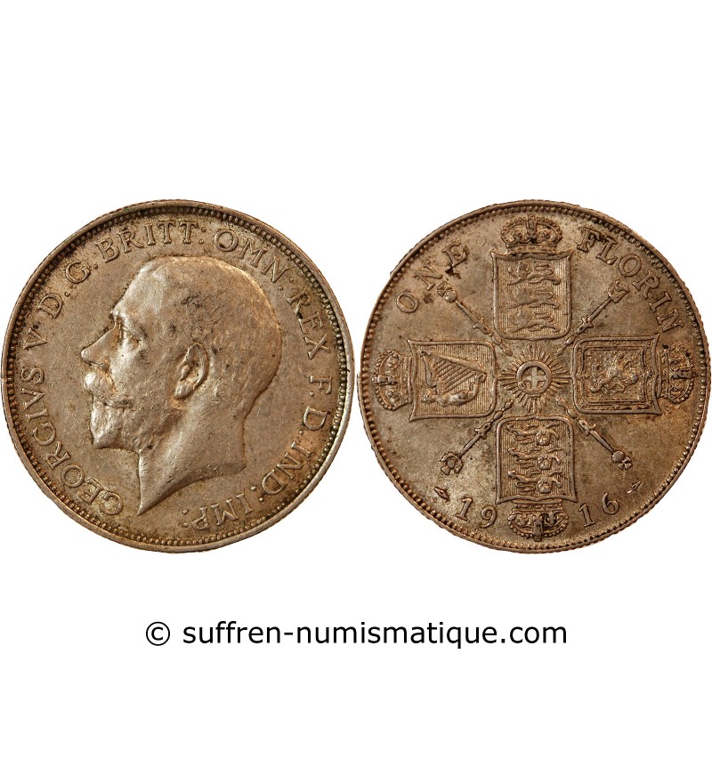GRANDE-BRETAGNE, GEORGES V - FLORIN ARGENT 1916