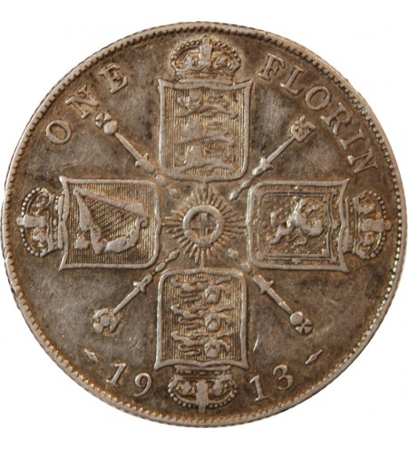 GRANDE-BRETAGNE, GEORGES V - FLORIN ARGENT 1913