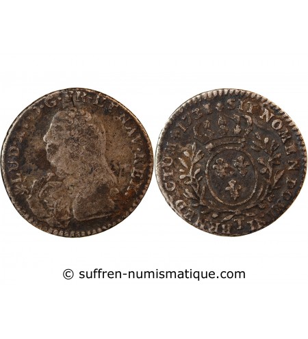 LOUIS XV﻿ - 1/10 ECU AUX BRANCHES D'OLIVIER 1731 NANTES