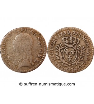 LOUIS XV﻿ - 1/20 ECU AUX BRANCHES D'OLIVIER 1730 NANTES