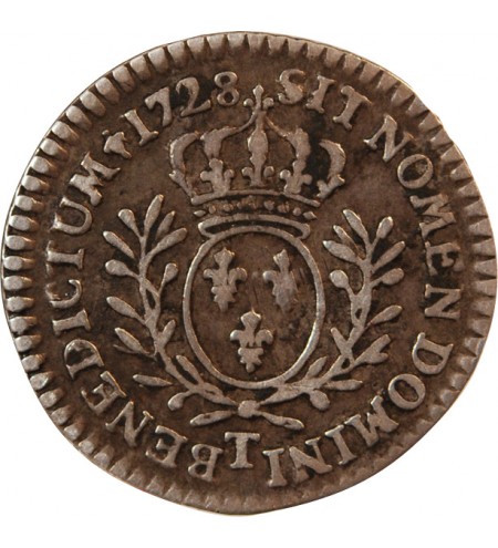 LOUIS XV﻿ - 1/20 ECU AUX BRANCHES D'OLIVIER 1728 NANTES