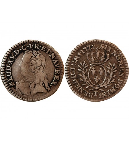 LOUIS XV﻿ - 1/20 ECU AUX BRANCHES D'OLIVIER 1728 NANTES