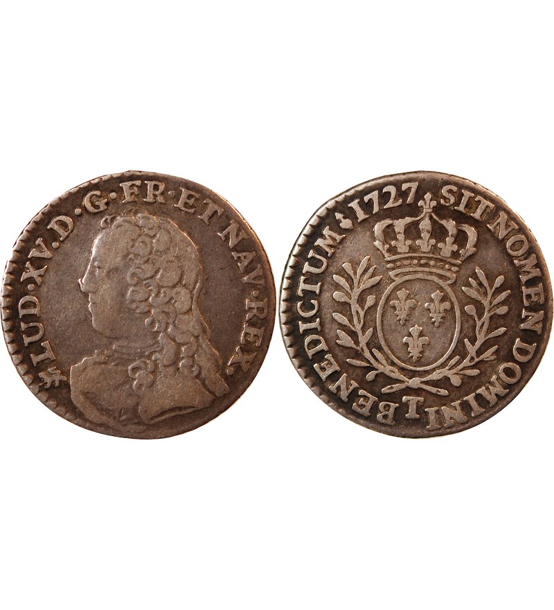 LOUIS XV﻿ - 1/20 ECU AUX BRANCHES D'OLIVIER 1727 NANTES
