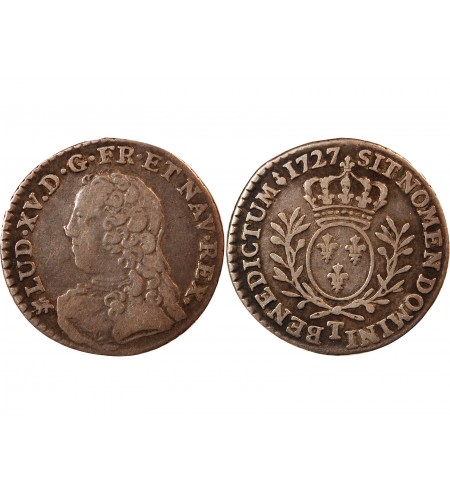 LOUIS XV﻿ - 1/20 ECU AUX BRANCHES D'OLIVIER 1727 NANTES