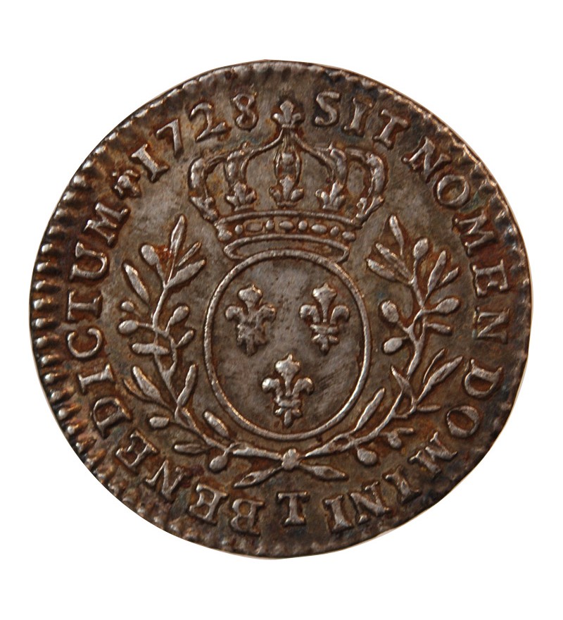 LOUIS XV﻿ - 1/10 ECU AUX BRANCHES D'OLIVIER 1728 NANTES