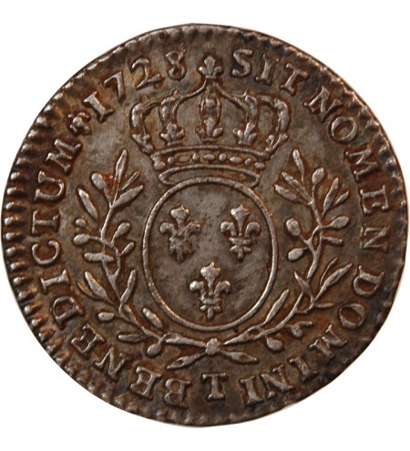 LOUIS XV﻿ - 1/10 ECU AUX BRANCHES D'OLIVIER 1728 NANTES