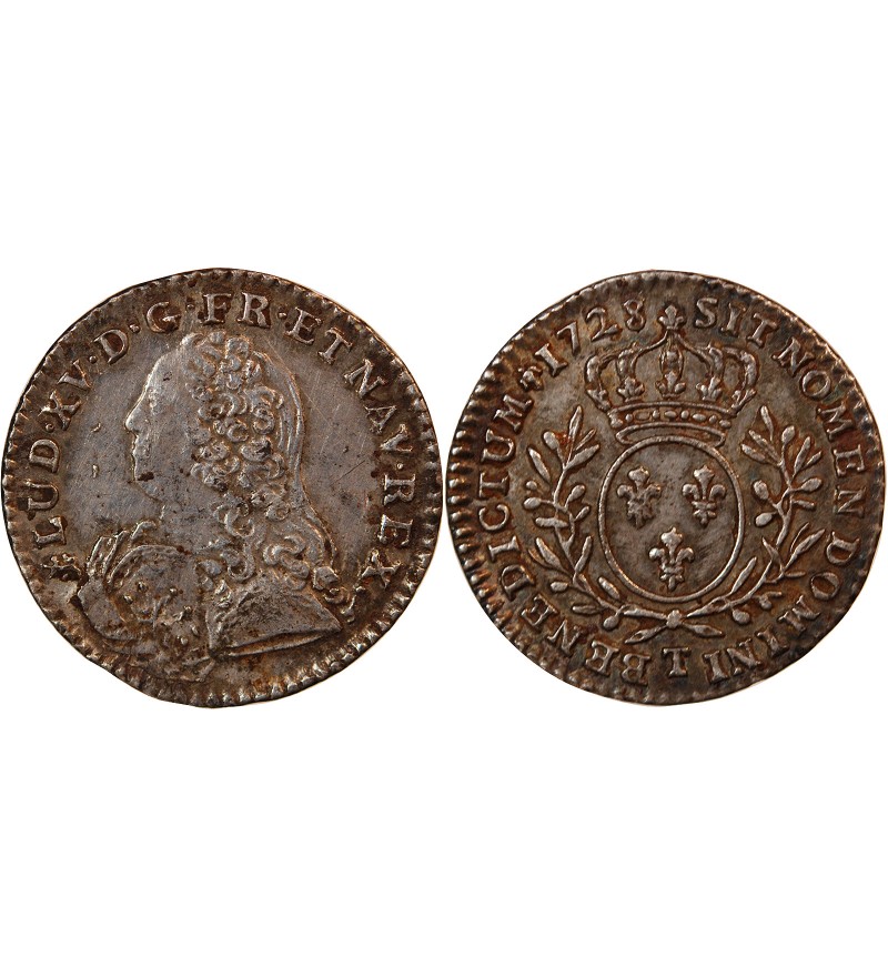 LOUIS XV﻿ - 1/10 ECU AUX BRANCHES D'OLIVIER 1728 NANTES