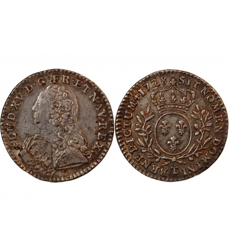 LOUIS XV﻿ - 1/10 ECU AUX BRANCHES D'OLIVIER 1728 NANTES