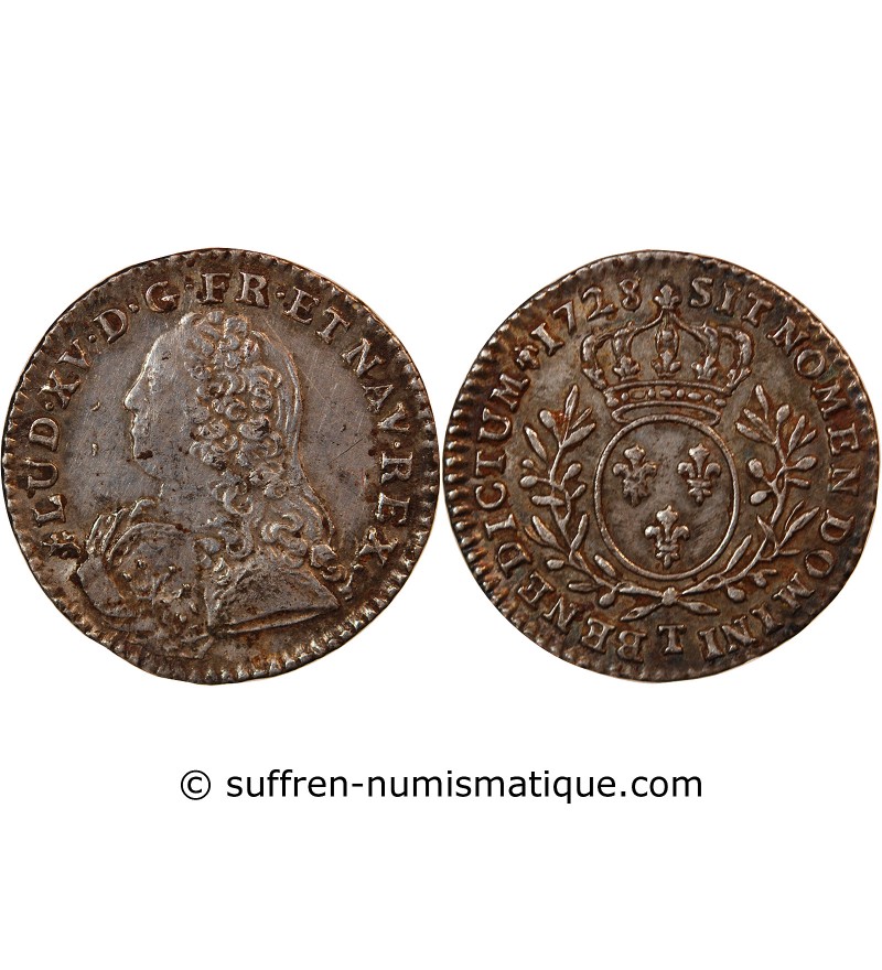 LOUIS XV﻿ - 1/10 ECU AUX BRANCHES D'OLIVIER 1728 NANTES