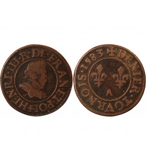 HENRI III - DENIER TOURNOIS 1583 PARIS 2