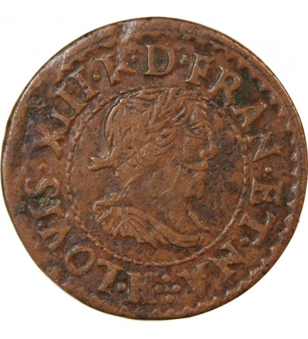 LOUIS XIII - DOUBLE TOURNOIS 1639 H LA ROCHELLE