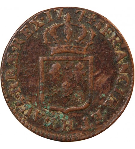 LOUIS XV﻿ - SOL A LA VIEILLE TÊTE 1774 H LA ROCHELLE