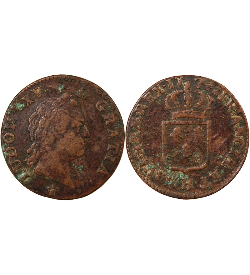 LOUIS XV﻿ - SOL A LA VIEILLE TÊTE 1774 H LA ROCHELLE