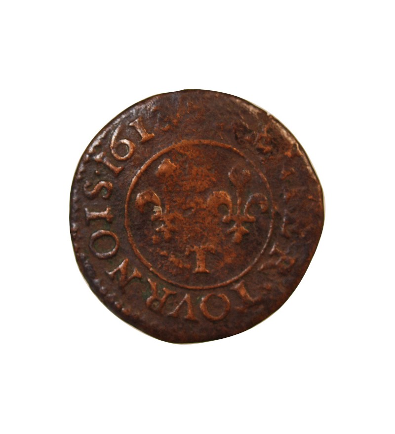LOUIS XIII - DENIER TOURNOIS 1613 T NANTES - Rare