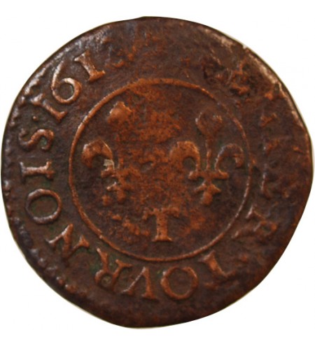 LOUIS XIII - DENIER TOURNOIS 1613 T NANTES - Rare