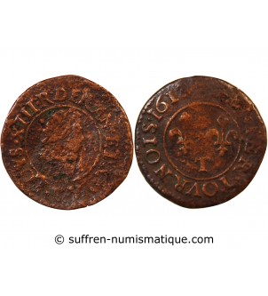 LOUIS XIII - DENIER TOURNOIS 1613 T NANTES - Rare