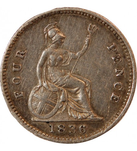 GRANDE-BRETAGNE, GUILLAUME IV - 4 PENCE ARGENT 1836
